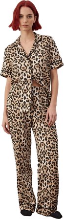 Kadın Leopar Desenli Kısa Kollu Pijama Takımı Fonksiyonel Dayanıklı Kaliteli Konforlu Spor