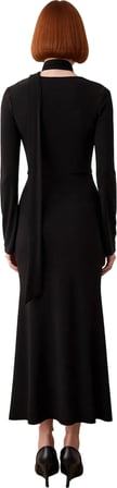 Kadın Fashion Forward Bodycon Kesim V Yaka Kuşak Detaylı Maxi Elbise Kış Şık Ortamlar İçin