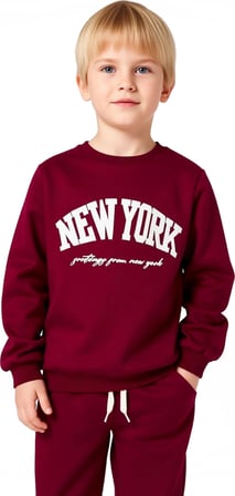 Kız Çocuk Pamuklu Slogan Baskılı Bisiklet Yaka Sweatshirt ve Eşofman Altı Takımı Kaliteli Şık