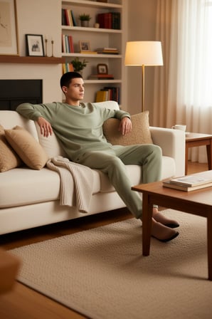 Erkek Waffle Dokuma Sweatshirt ve Pantolon Takımı Haki Fonksiyonel Dayanıklı Kaliteli Spor