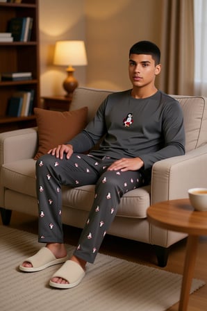 Erkek Penguen Baskılı Süprem Pijama Takımı Fonksiyonel Dayanıklı Kaliteli Konforlu Estetik