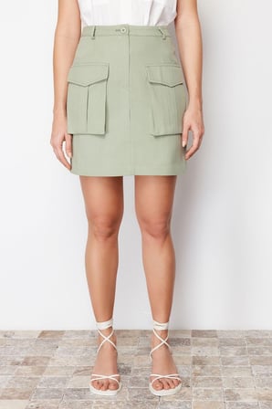 Moda Regular Düz Desen Günlük Mini Boy Premium Kalite Cep Detaylı Mini Boy Dokuma Etek