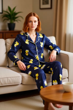 Kadın Ördek Desenli Pamuklu Pijama Takımı Lounge Giyim Fonksiyonel Dayanıklı Kaliteli Spor
