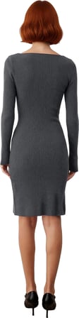 Kadın Uzun Kollu V Yaka Triko Bodycon Mini Elbise Şık Akrilik Kışlık Günlük Kombin İçin Harika Seçim