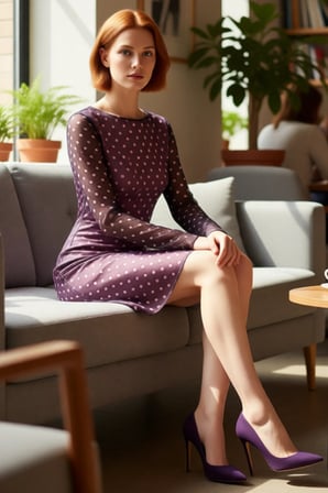 Kadın Puantiyeli Tül Mini Elbise Bodycon Kalıp Kayık Yaka Uzun Kol Rahat Şık Günlük Stile Uygun