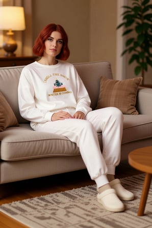 Kadın Kış Temalı Nakışlı Lounge Pijama Takımı Fonksiyonel Dayanıklı Kaliteli Konforlu Spor