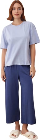 Kadın Relaxed Fit Örme Kapri Pijama Takımı Fonksiyonel Dayanıklı Kaliteli Konforlu Estetik