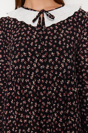 Moda Regular Casual Günlük Belmando Dokuma V Yaka Uzun Kol A-Line Midi Boy Tesettür Elbise
