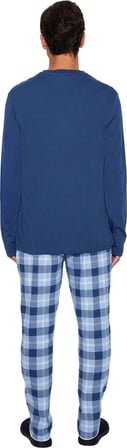 Erkek Kareli Pamuk Pijama Takımı Bisiklet Yaka Uzun Kollu Fonksiyonel Dayanıklı Kaliteli Şık