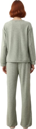 Kadın Lounge Pijama Takımı Bisiklet Yaka Uzun Kollu Boru Paça Fonksiyonel Dayanıklı Modern