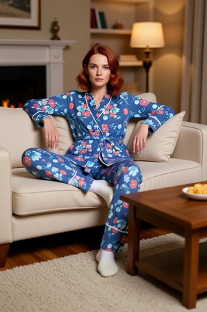Kadın Çiçek Desenli V Yaka Uzun Kollu Pijama Takımı Fonksiyonel Dayanıklı Kaliteli Estetik