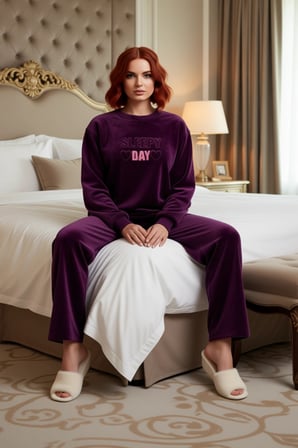 Kadın Peluş Pijama Takımı Slogan Detaylı Fonksiyonel Dayanıklı Kaliteli Konforlu Estetik Şık
