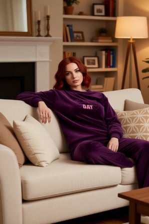 Kadın Peluş Pijama Takımı Slogan Detaylı Fonksiyonel Dayanıklı Kaliteli Konforlu Estetik Şık
