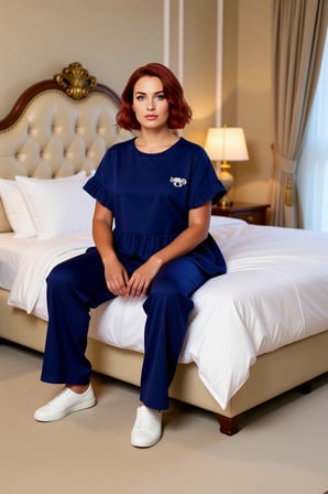 Kadın Bisiklet Yaka Nakışlı Volanlı Pijama Takımı Fonksiyonel Dayanıklı Kaliteli Konforlu Şık