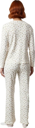 Kadın Çiçek Desenli Pamuklu Pijama Takımı Bisiklet Yaka Fonksiyonel Dayanıklı Kaliteli Şık