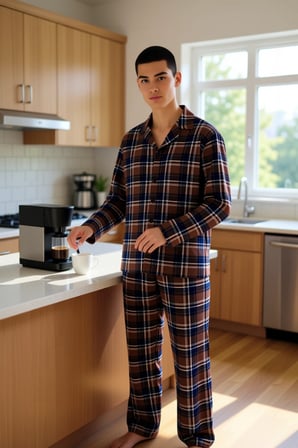 Erkek Ekose Pijama Takımı Gömlek Yaka Uzun Kollu Fonksiyonel Dayanıklı Kaliteli Konforlu Şık