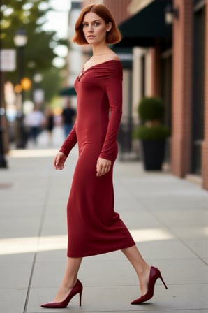 Kadın Bodycon Kesim Carmen Yaka Uzun Kollu Maxi Elbise Aksesuar Detaylı Örme Kış Modası Kaliteli