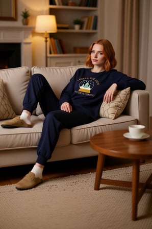 Kadın Kış Temalı Nakışlı Lounge Pijama Takımı Fonksiyonel Dayanıklı Kaliteli Konforlu Spor