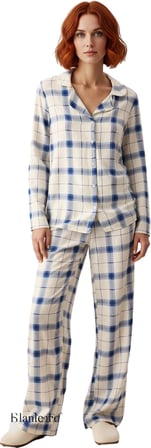 Kadın Ekoseli Viskon Pijama Seti Fonksiyonel Dayanıklı Kaliteli Konforlu Estetik Premium Şık