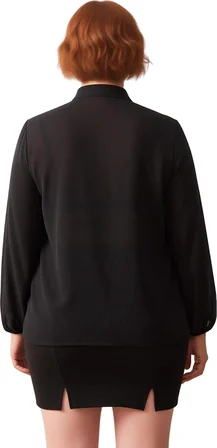 Bayan V Yaka Fırfırlı Uzun Kollu Şifon Bluz Plus Size Modeller Kaliteli Şık Rahat Modern Zarif