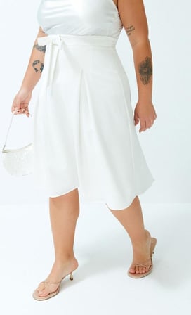 Moda Büyük Beden Regular Düz Desen Şık Gece Maxi Boy Yüksek Kurdela Detaylı Dokuma Bridal Etek