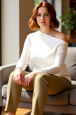 Kadın Ekru Viskon Ribana Basic Bluz Asimetrik Yaka Cool & Comfort Tarzı ile İlkbahar ve Sonbahar