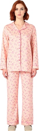 Kadın Çiçekli Gömlek Yaka Uzun Kollu Pijama Takımı Fonksiyonel Dayanıklı Kaliteli Konforlu