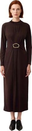 Kadın Uzun Kollu Bodycon Kesim Örme Sandy Maxi Elbise Dik Yaka Detaylı Zarif Ve Rahat Stil