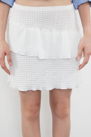 Moda Regular Düz Desen Günlük Mini Boy Premium Dokulu Eteği Fırfırlı Mini Esnek Etek