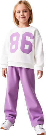 Genç Kız Pamuklu Oversize Sweatshirt ve Eşofman Altı Takımı Spor ve Eğlence Kaliteli Şık Rahat