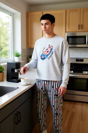 Kadın Hayvan Baskılı Bisiklet Yaka Sweatshirt ve Çizgili Pijama Altı Takımı Fonksiyonel Şık