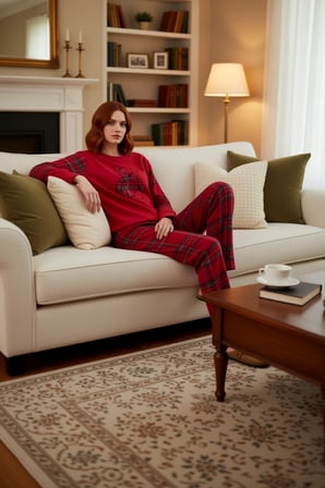 Kadın Kirmizi Ekose Polar Pijama Takımı Ayicik Detayli Fonksiyonel Dayanıklı Kaliteli Spor