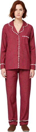 Kadın Kışlık Ekose Viskon Gömlek ve Pantolon Pijama Fonksiyonel Dayanıklı Kaliteli Estetik
