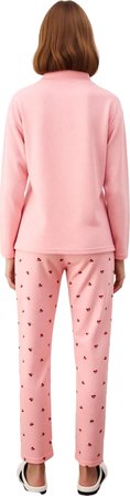 Kadın Kiraz Desenli Fermuarlı Waffle Pijama Takımı Fonksiyonel Dayanıklı Kaliteli Konforlu