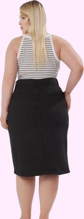 Kadın Denim Kısa Etek Düz Desen Kalem İş Büyük Beden Rahatlık Pamuk Yaz Aylarının Vazgeçilmezi