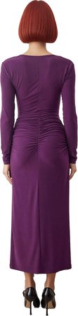 Kadın Bodycon Siluet Uzun Kol V Yaka Büzgülü Detaylı Maxi Elbise Özel Günler Kokteyl Kaliteli