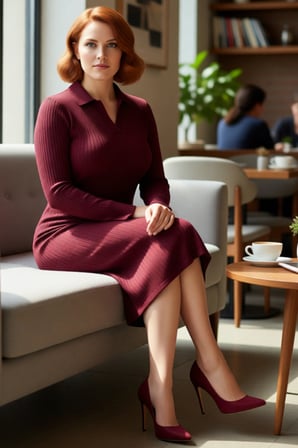 Kadın Uzun Kollu Fitilli Polo Yaka Bodycon Triko Elbise Midi Boy Soğuk Havalar İçin İdeal Kaliteli