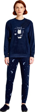 Kadın Polar Pijama Takımı Kedi Desenli Fonksiyonel Dayanıklı Kaliteli Konforlu Estetik Şık