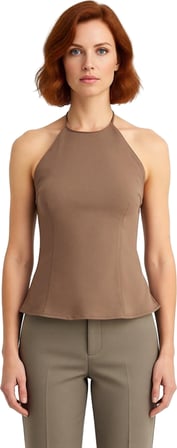 Kadın Gabardin Dokuma Halter Yaka Bluz Modern Siluet Ve Rahatlık Bir Arada Kaliteli Şık Rahat