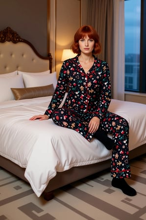 Kadin Kirmizi Yılbaşı Desenli Gömlek Yaka Pijama Seti Fonksiyonel Dayanıklı Kaliteli Rahat