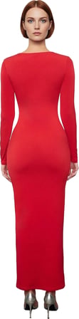 Fashion Forward Kadın Bodycon Maxi Elbise Uzun Kollu Bisiklet Yaka Şık Özel Gün Tasarımı Kaliteli