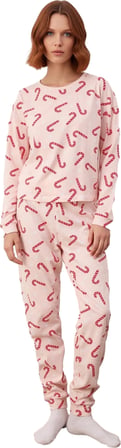 Kadın Yılbaşı Desenli Örme Pijama Takımı Fonksiyonel Dayanıklı Kaliteli Konforlu Estetik Şık