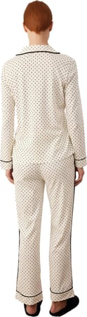 Kadın Puantiye Desenli Uzun Kollu Pijama Takımı Fonksiyonel Dayanıklı Kaliteli Konforlu Şık
