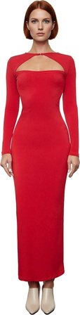 Fashion Forward Kadın Bodycon Maxi Elbise Uzun Kollu Bisiklet Yaka Şık Özel Gün Tasarımı Kaliteli