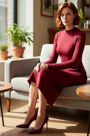 Kadın Dik Yaka Örme Bodycon Midi Elbise Düz Deseniyle Günlük Şıklığı Uzun Kollu Rahatlık Sunar