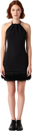 Kadın Siyah Kolsuz Mini Elbise Halter Yaka Bodycon Kalıp Otriş Detaylı Gece Şıklığı İçin İdeal
