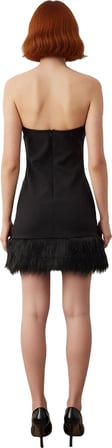 Kadın Siyah Kolsuz Mini Elbise Halter Yaka Bodycon Kalıp Otriş Detaylı Gece Şıklığı İçin İdeal