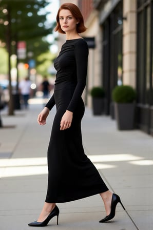 Kadın Midi Boy Kayık Yaka Bodycon Elbise Standart Kollu Büzgülü Düz Örme Kumaş Her Ortama Uygun