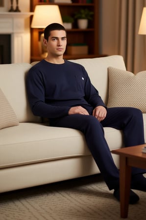 Erkek Kaşkorse Kumaşlı Bisiklet Yaka Sweatshirt ve Pantolon Ev Giyim Seti Fonksiyonel Spor