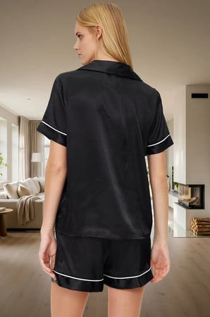 Rahat Ev Giyim Pijama Takımı Saten Kumaş Biyeli Detay TR Menşeli Profesyonel Görünüm